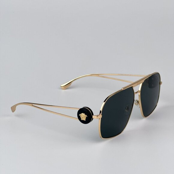 Versace VE2269 100287 BRAND NEW Sunglasses Gold Dark Grey Pilot Unisex - Picture 7 of 11